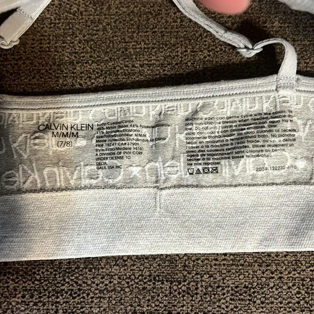 New Calvin Klein Girls Bralette Bundle of 2 - Size Medium 7/8 in Heather Grey